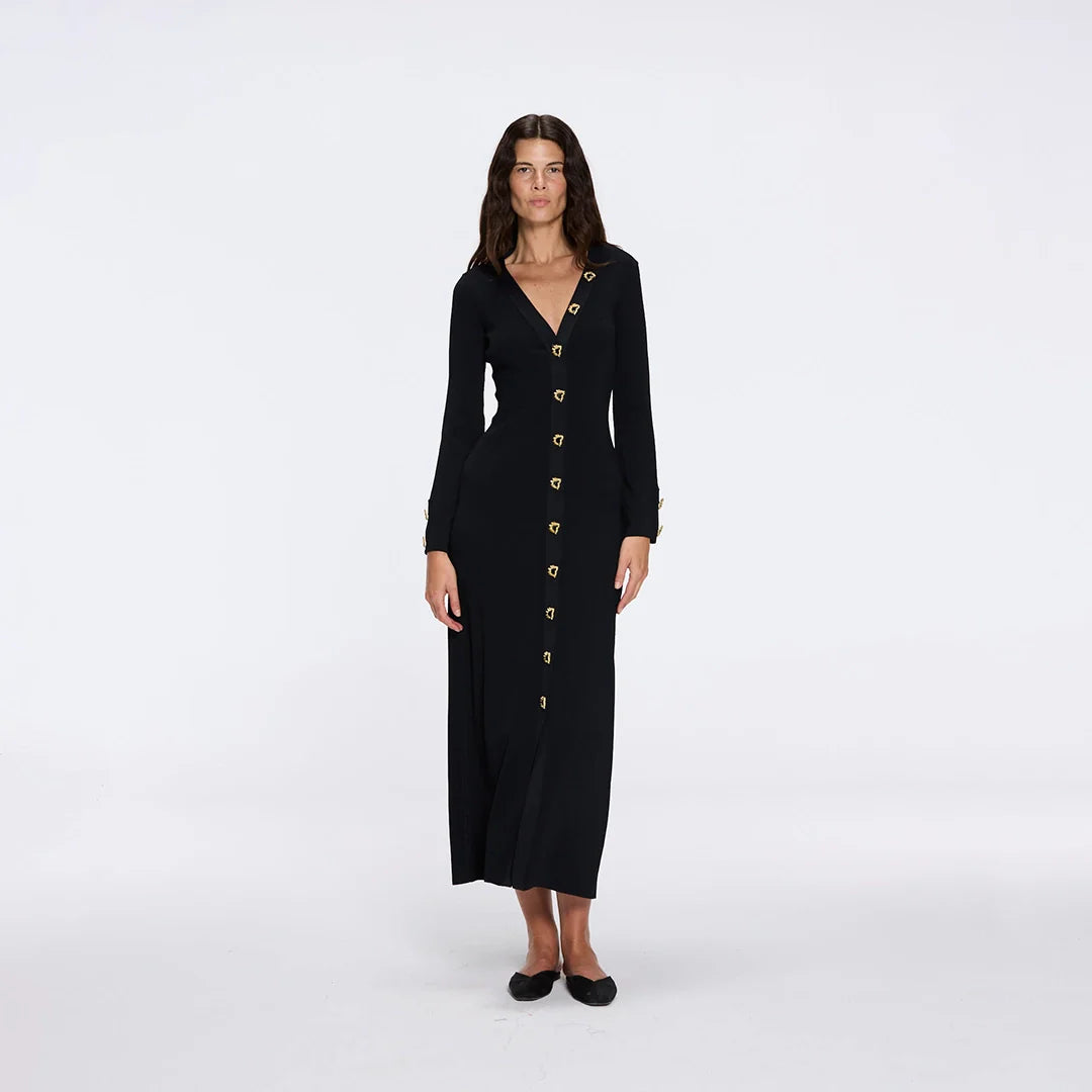 Aslı Şen - Brezia Black Knitted Maxi Dress With Long Sleeve | Moeva | Dress | Each week unveils new pieces—luxury swimwear, fluid resort silhouettes, and elevated summer-to-evening essentials designed to carry you from coastal escapes to city nights.