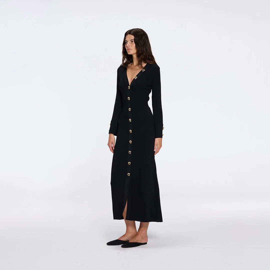 Aslı Şen - Brezia Black Knitted Maxi Dress With Long Sleeve | Moeva | Dress | Each week unveils new pieces—luxury swimwear, fluid resort silhouettes, and elevated summer-to-evening essentials designed to carry you from coastal escapes to city nights.