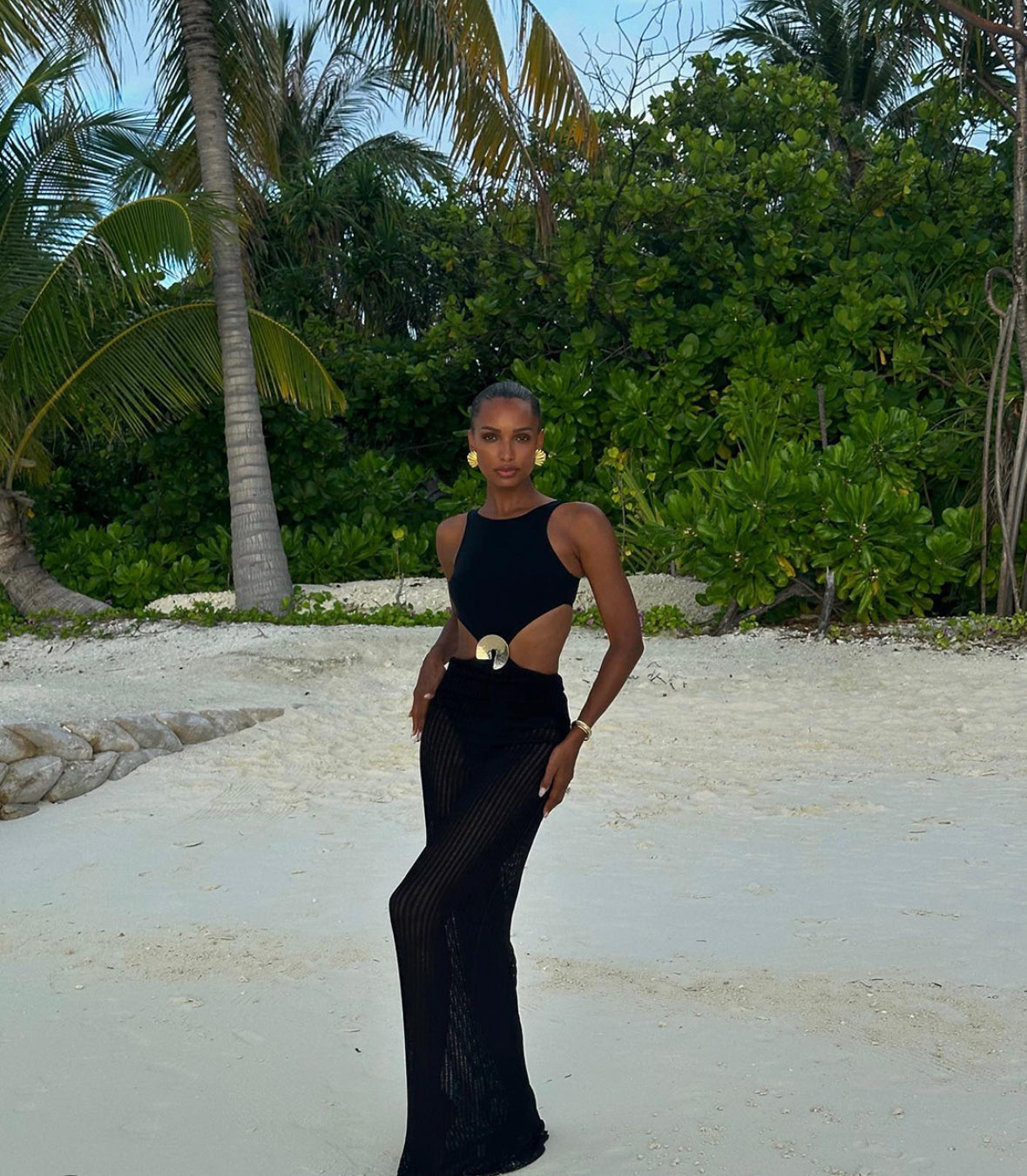 Jasmine Tookes - Honora Black High Neck Swimsuit | Moeva | Swimsuit | Each week unveils new pieces—luxury swimwear, fluid resort silhouettes, and elevated summer-to-evening essentials designed to carry you from coastal escapes to city nights.