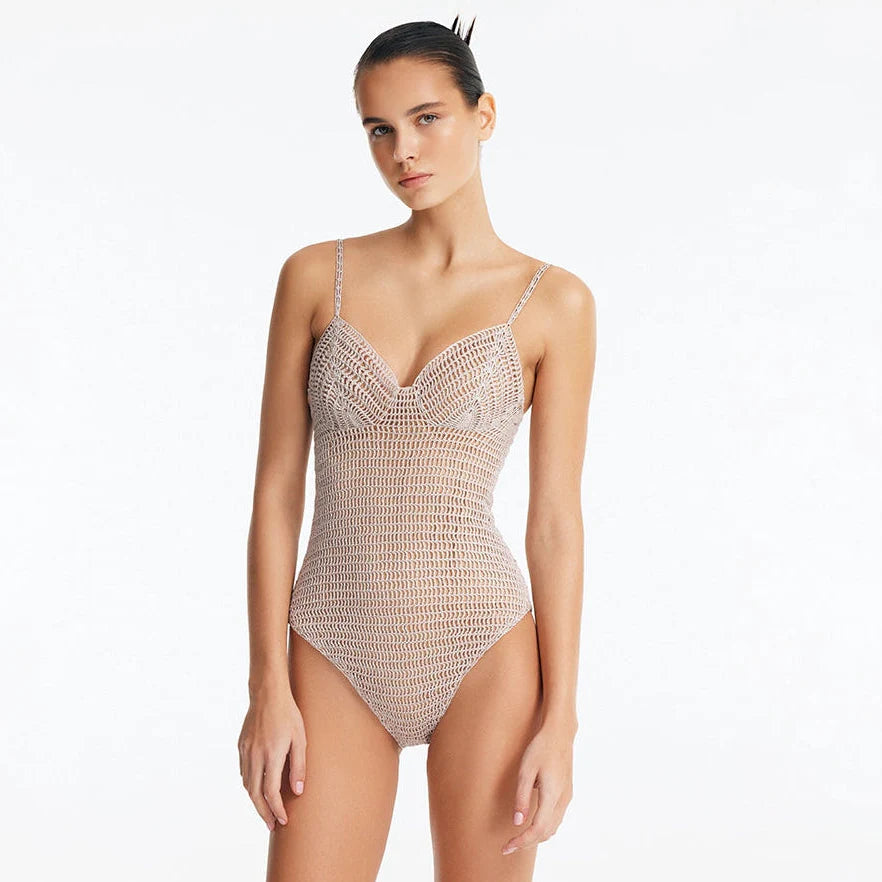 Rue Silver Underwired Crochet Swimsuit with Tie-Back | Moeva | Swimsuit | Each week unveils new pieces—luxury swimwear, fluid resort silhouettes, and elevated summer-to-evening essentials designed to carry you from coastal escapes to city nights.