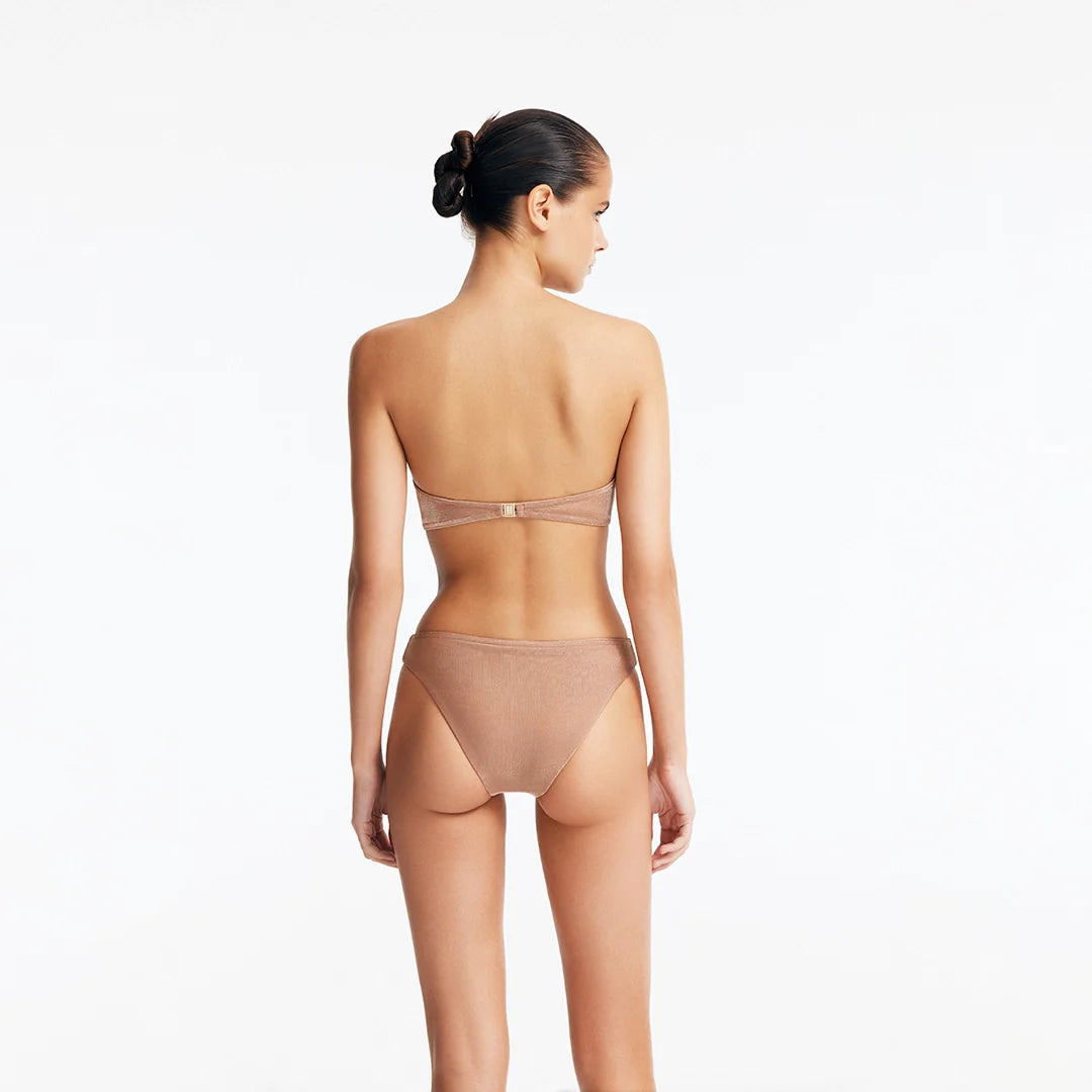 Nixie Bronze Bandeau Mid Coverage Bikini Set | Moeva | Bikini Set | Each week unveils new pieces—luxury swimwear, fluid resort silhouettes, and elevated summer-to-evening essentials designed to carry you from coastal escapes to city nights.