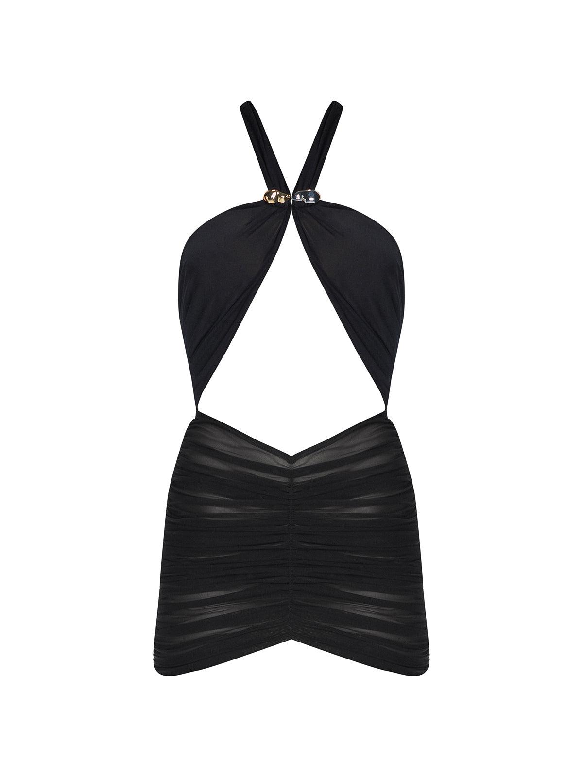 Lisa Kistermann- Carolina Black Cut-Out Halter Swimdress | Moeva | Swimsuit | Each week unveils new pieces—luxury swimwear, fluid resort silhouettes, and elevated summer-to-evening essentials designed to carry you from coastal escapes to city nights.