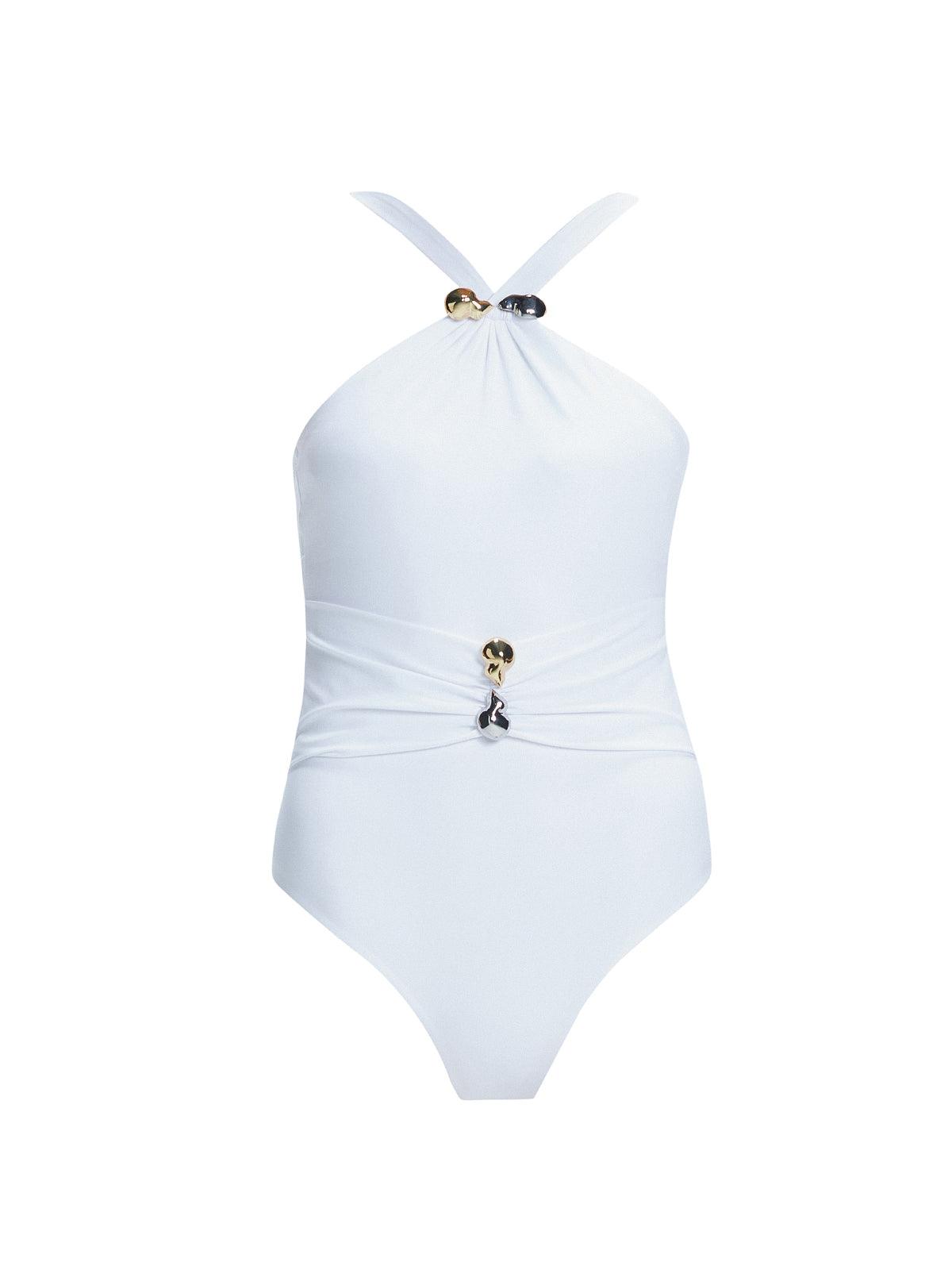 Lyra White Halter Swimsuit (Copy) | Moeva | One-Piece | Each week unveils new pieces—luxury swimwear, fluid resort silhouettes, and elevated summer-to-evening essentials designed to carry you from coastal escapes to city nights.