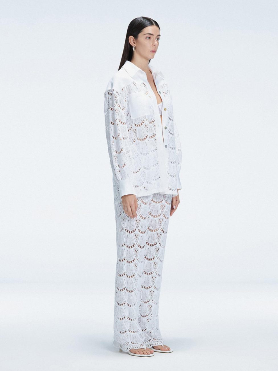 Nola White Long Sleeve Cotton Shirt | Moeva | Shirt | Each week unveils new pieces—luxury swimwear, fluid resort silhouettes, and elevated summer-to-evening essentials designed to carry you from coastal escapes to city nights.