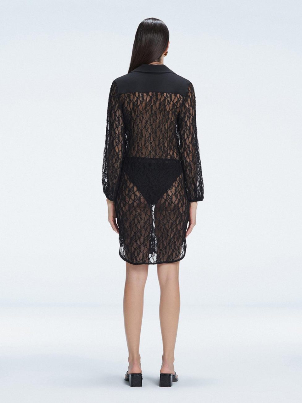 Althea Black Long Sleeve Lace Mini Kaftan | Moeva | Kaftan | Each week unveils new pieces—luxury swimwear, fluid resort silhouettes, and elevated summer-to-evening essentials designed to carry you from coastal escapes to city nights.