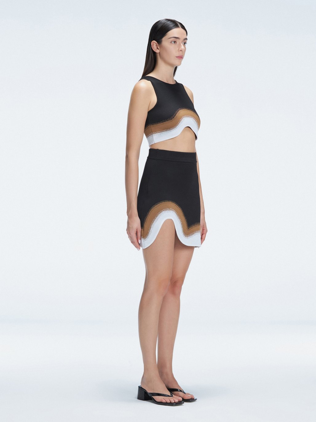 Cecilia Black Degraded Knit Crop Top | Moeva | Crop Top | Each week unveils new pieces—luxury swimwear, fluid resort silhouettes, and elevated summer-to-evening essentials designed to carry you from coastal escapes to city nights.