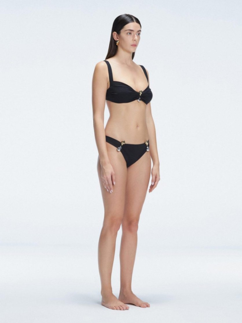 Emilia Black Balconette Mid Coverage Solid Bikini Sets | Moeva | Bikini Set | Each week unveils new pieces—luxury swimwear, fluid resort silhouettes, and elevated summer-to-evening essentials designed to carry you from coastal escapes to city nights.