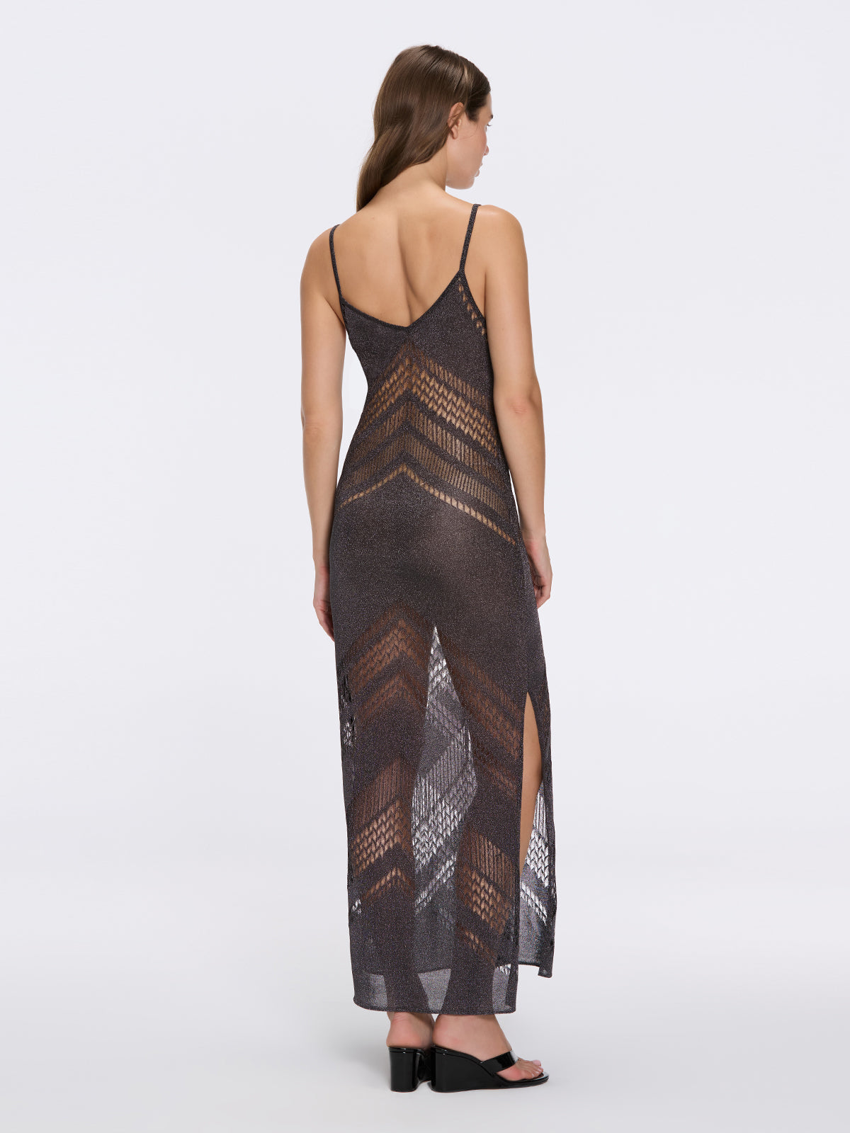Beaulieu Black Metallic Knit Maxi Dress with V-Neckline and Side Slit | Moeva | Dress | Each week unveils new pieces—luxury swimwear, fluid resort silhouettes, and elevated summer-to-evening essentials designed to carry you from coastal escapes to city nights.