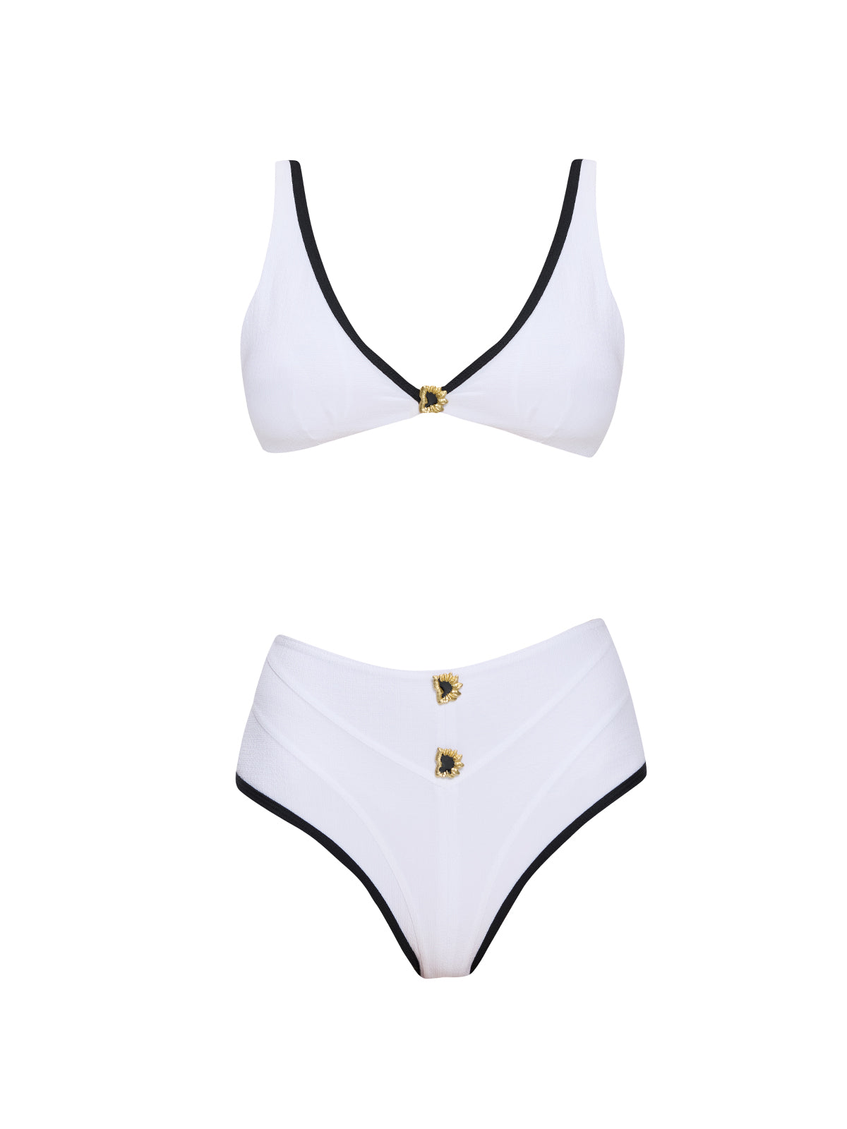 Merrin White-Black High Waist Buttoned Bikini Bottom | Moeva | Bikini Bottom | Each week unveils new pieces—luxury swimwear, fluid resort silhouettes, and elevated summer-to-evening essentials designed to carry you from coastal escapes to city nights.