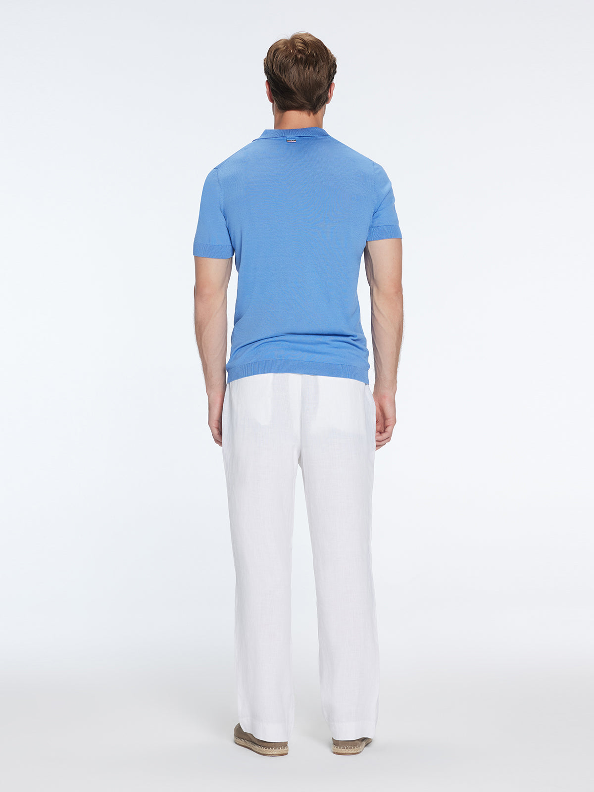 Mark Baby Blue Cotton V-Neck Polo T-Shirt | Moeva | T-Shirt | Each week unveils new pieces—luxury swimwear, fluid resort silhouettes, and elevated summer-to-evening essentials designed to carry you from coastal escapes to city nights.