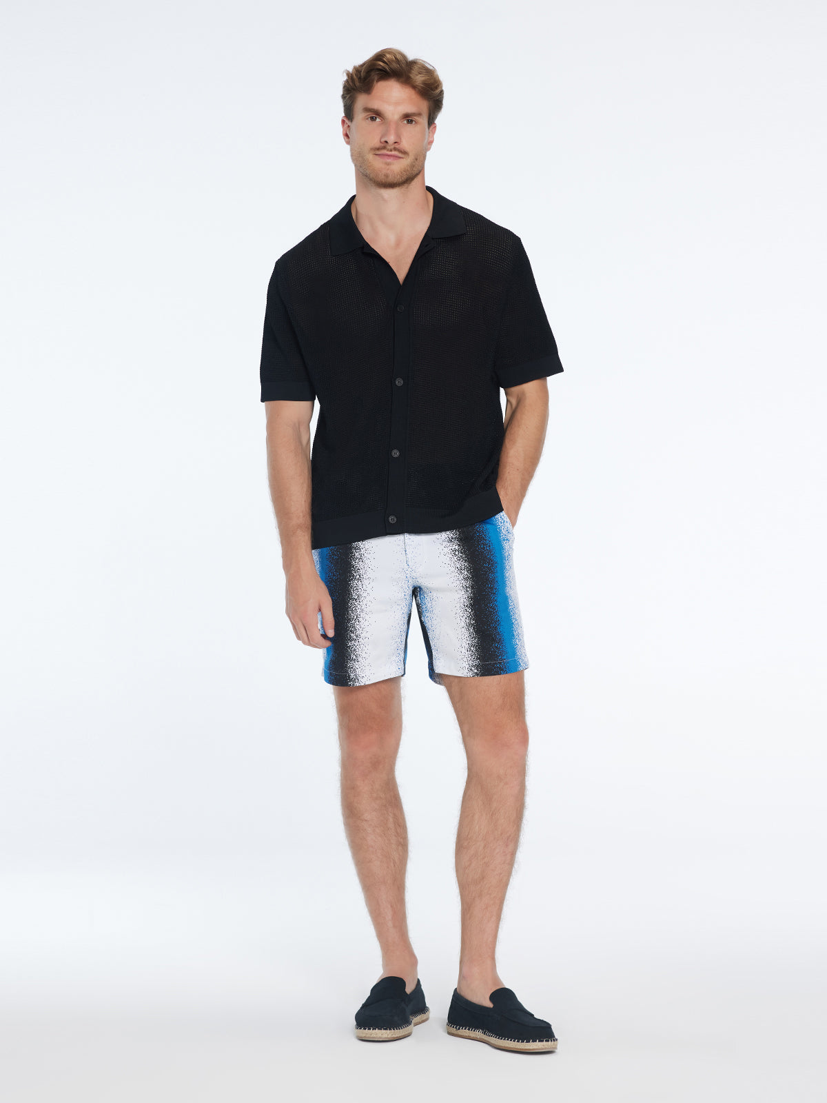 Dominic Blue Degraded Cotton Shorts | Moeva | Shorts | Each week unveils new pieces—luxury swimwear, fluid resort silhouettes, and elevated summer-to-evening essentials designed to carry you from coastal escapes to city nights.