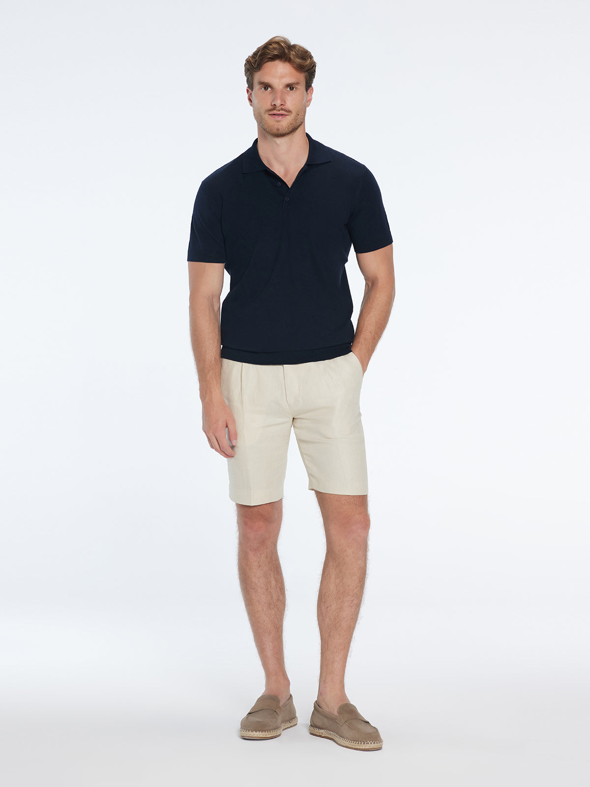 Johan Dark Blue Cotton Polo Shirt | Moeva | T-Shirt | Each week unveils new pieces—luxury swimwear, fluid resort silhouettes, and elevated summer-to-evening essentials designed to carry you from coastal escapes to city nights.