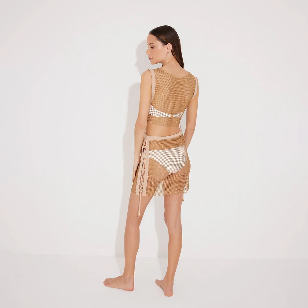Alejandra Nude Rhinestone Details Mesh Skirt | Moeva | Skirt | Each week unveils new pieces—luxury swimwear, fluid resort silhouettes, and elevated summer-to-evening essentials designed to carry you from coastal escapes to city nights.