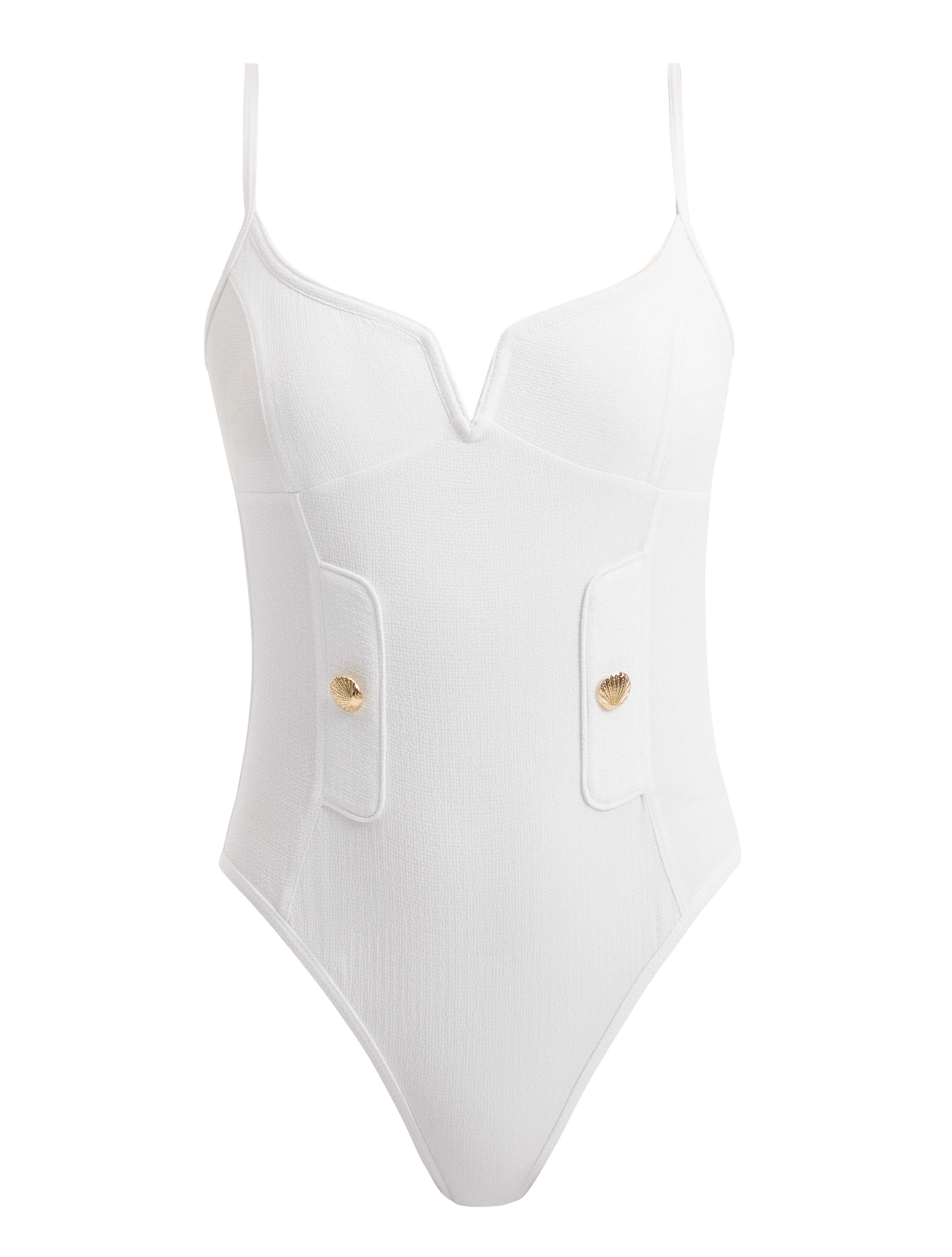 Muriel White Scoop Neck Textured Swimsuit | Moeva | Swimsuit | Each week unveils new pieces—luxury swimwear, fluid resort silhouettes, and elevated summer-to-evening essentials designed to carry you from coastal escapes to city nights.
