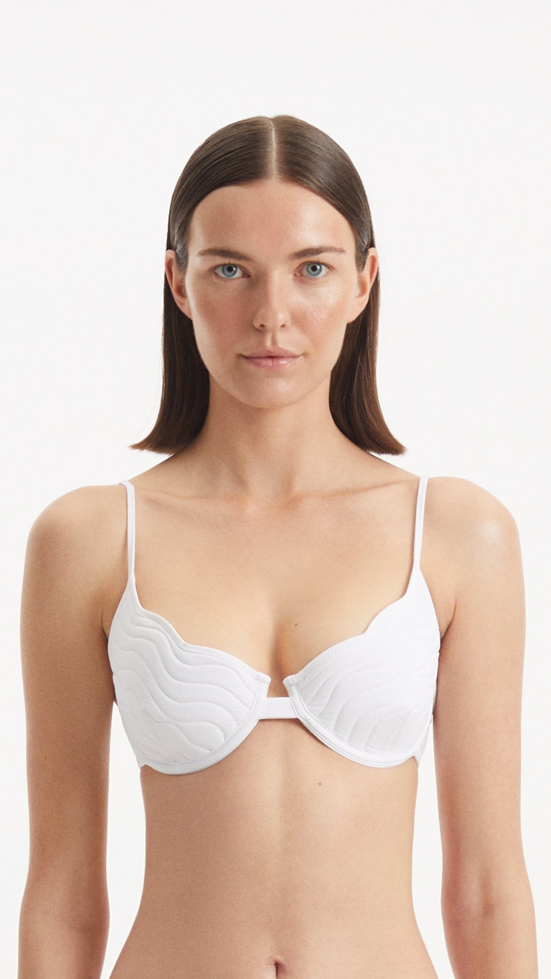 Salila White Underwired Wave Textured Bikini Top | Moeva | Bikini Top | Each week unveils new pieces—luxury swimwear, fluid resort silhouettes, and elevated summer-to-evening essentials designed to carry you from coastal escapes to city nights.