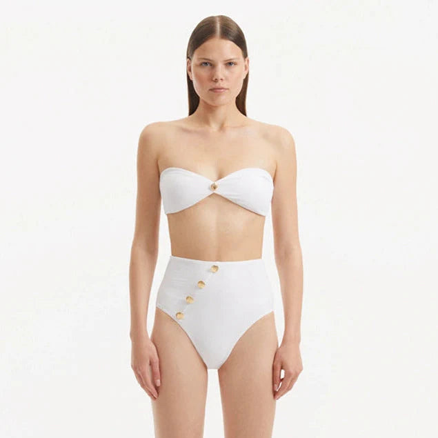 Baia White Bandeau High Waist Bikini Set | Moeva | Bikini Set | Each week unveils new pieces—luxury swimwear, fluid resort silhouettes, and elevated summer-to-evening essentials designed to carry you from coastal escapes to city nights.