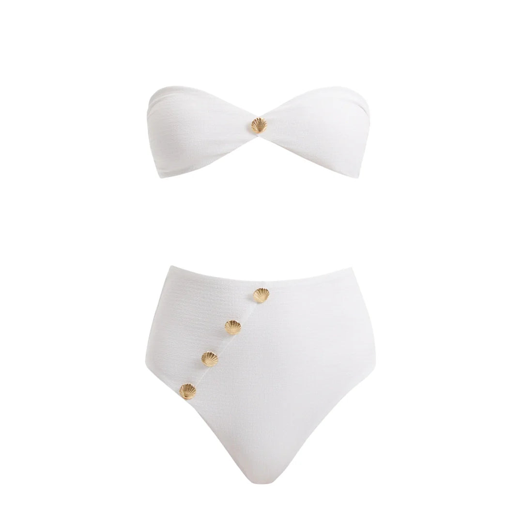 Baia White Bandeau High Waist Bikini Set | Moeva | Bikini Set | Each week unveils new pieces—luxury swimwear, fluid resort silhouettes, and elevated summer-to-evening essentials designed to carry you from coastal escapes to city nights.