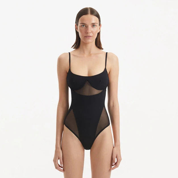 Darya Black Scoop Neck Swimsuit | Moeva | Swimsuit | Each week unveils new pieces—luxury swimwear, fluid resort silhouettes, and elevated summer-to-evening essentials designed to carry you from coastal escapes to city nights.
