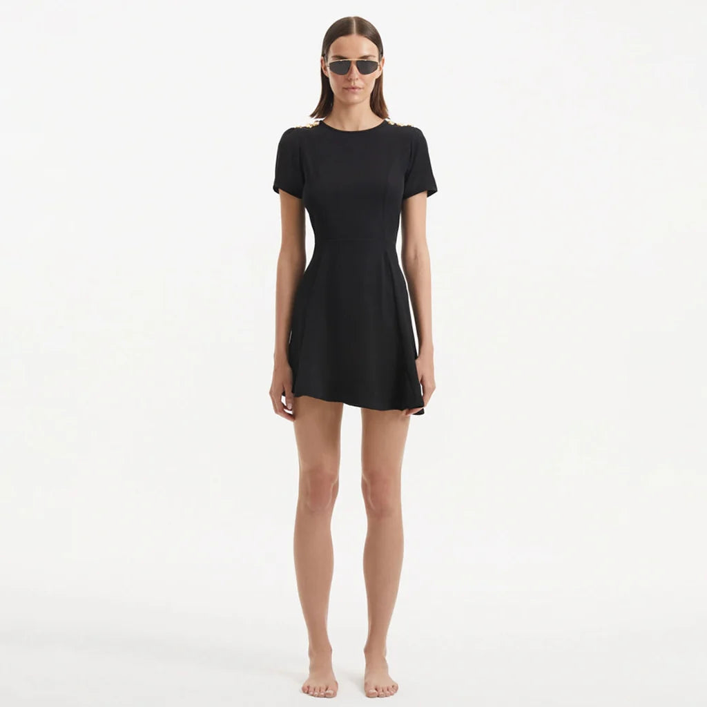 Derin Black Short-Sleeve Mini Dress | Moeva | Dress | Each week unveils new pieces—luxury swimwear, fluid resort silhouettes, and elevated summer-to-evening essentials designed to carry you from coastal escapes to city nights.