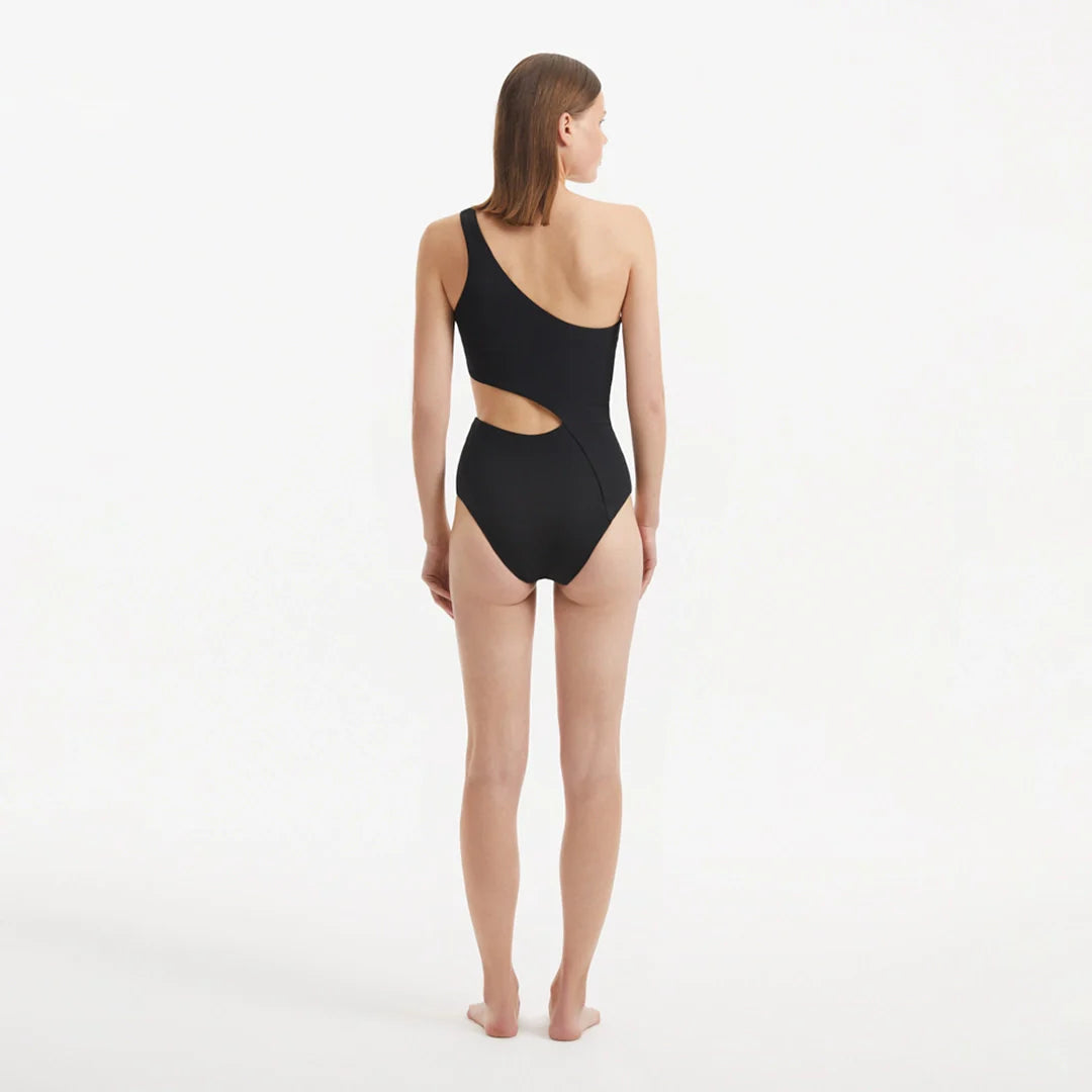 Narelle Black One Shoulder Textured Swimsuit | Moeva | Swimsuit | Each week unveils new pieces—luxury swimwear, fluid resort silhouettes, and elevated summer-to-evening essentials designed to carry you from coastal escapes to city nights.