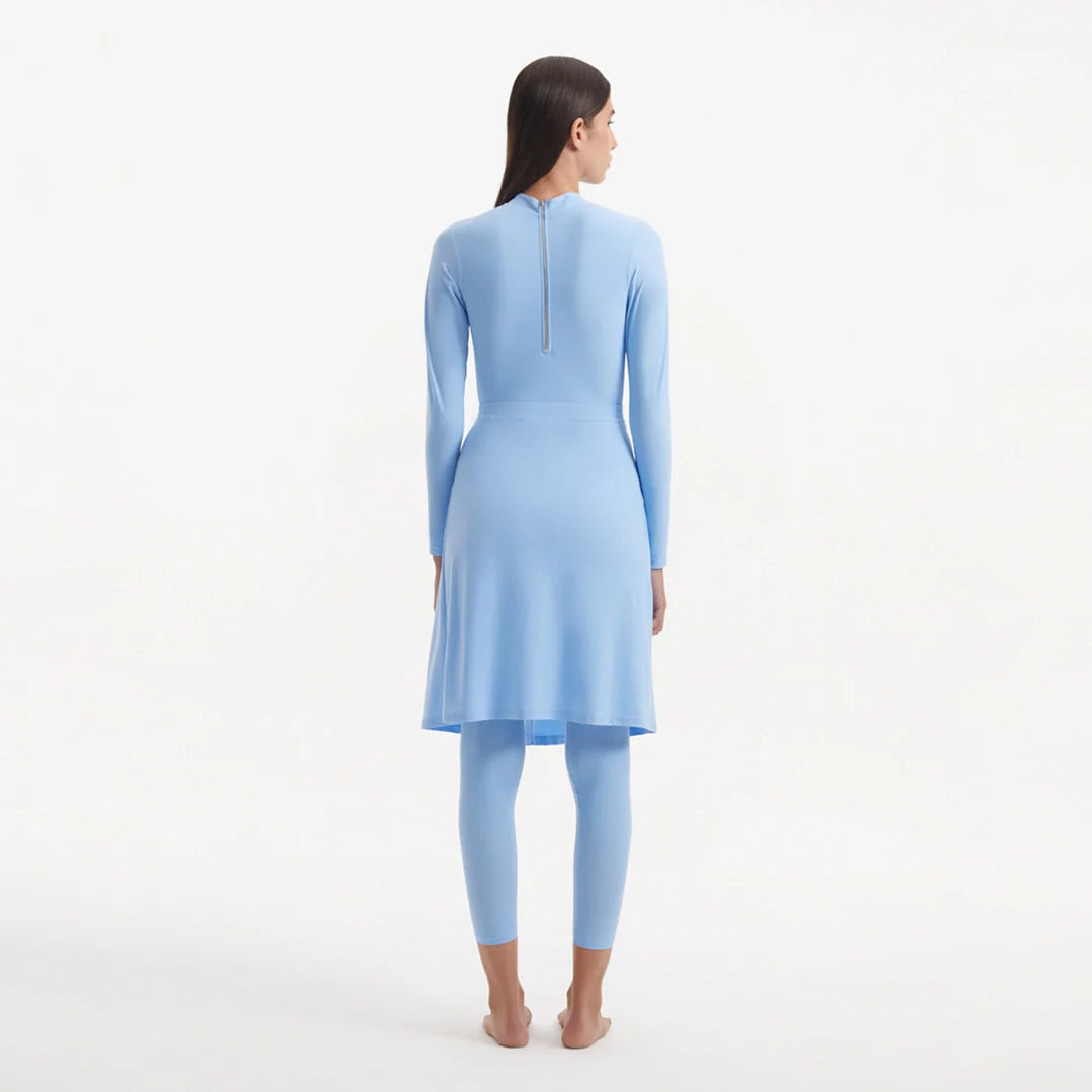 Meissa Baby Blue Full-Coverage Modest Swim Set | Moeva | Swimsuit | Each week unveils new pieces—luxury swimwear, fluid resort silhouettes, and elevated summer-to-evening essentials designed to carry you from coastal escapes to city nights.