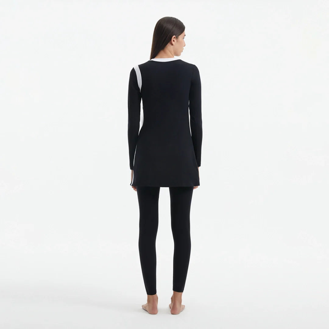 Kamaria Black Long Sleeve Accessorised Modest Swim Set | Moeva | Swimsuit | Each week unveils new pieces—luxury swimwear, fluid resort silhouettes, and elevated summer-to-evening essentials designed to carry you from coastal escapes to city nights.