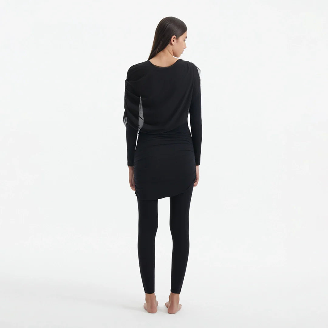 Ishtar Black Long Sleeve Accessorised Modest Swim Set | Moeva | Swimsuit | Each week unveils new pieces—luxury swimwear, fluid resort silhouettes, and elevated summer-to-evening essentials designed to carry you from coastal escapes to city nights.