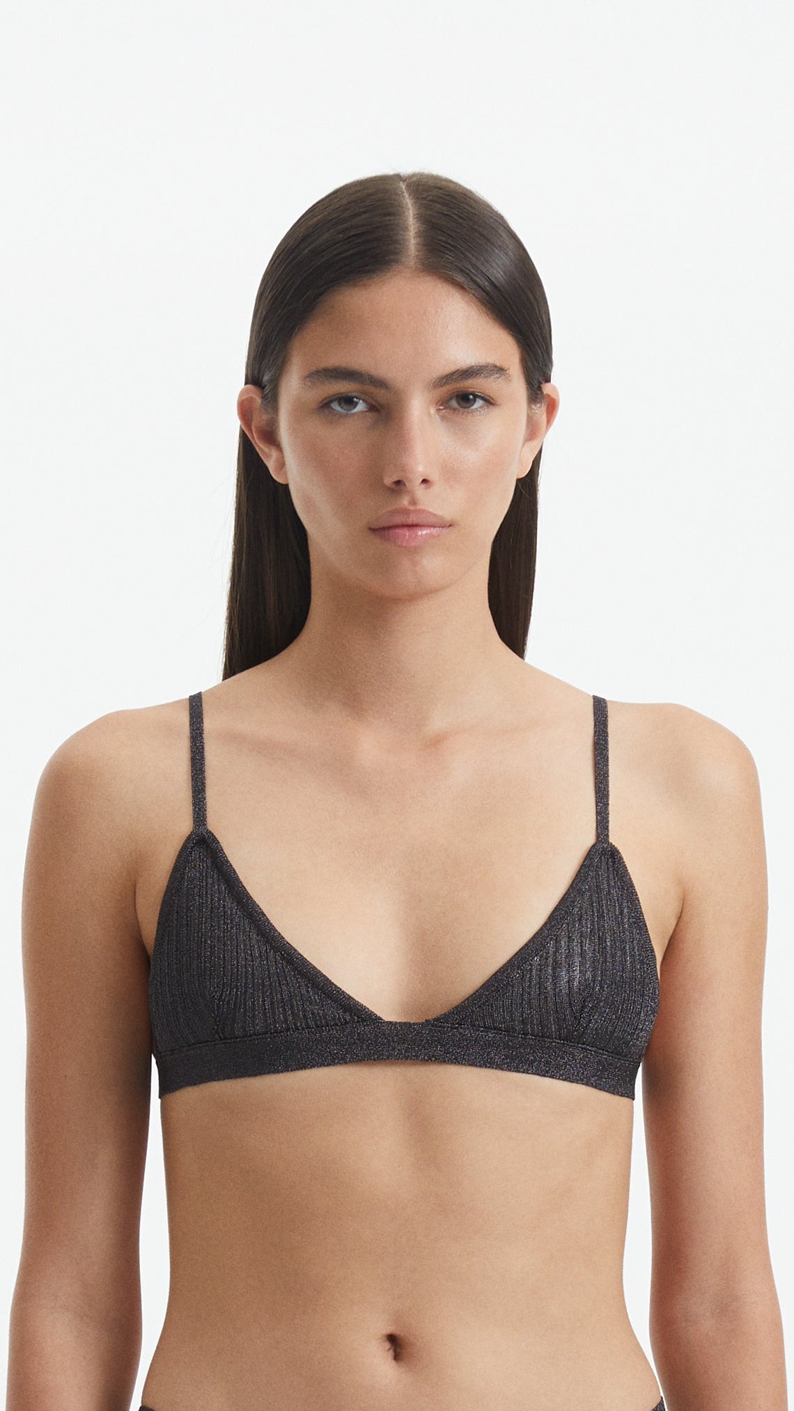 North Silver Triangle Knitted Bikini Top | Moeva | Bikini Top | Each week unveils new pieces—luxury swimwear, fluid resort silhouettes, and elevated summer-to-evening essentials designed to carry you from coastal escapes to city nights.