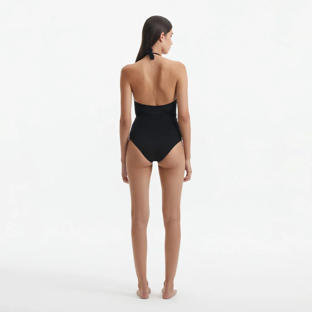 Imelda Black Halterneck Swimsuit with Gold Detail | Moeva | Swimsuit | Each week unveils new pieces—luxury swimwear, fluid resort silhouettes, and elevated summer-to-evening essentials designed to carry you from coastal escapes to city nights.