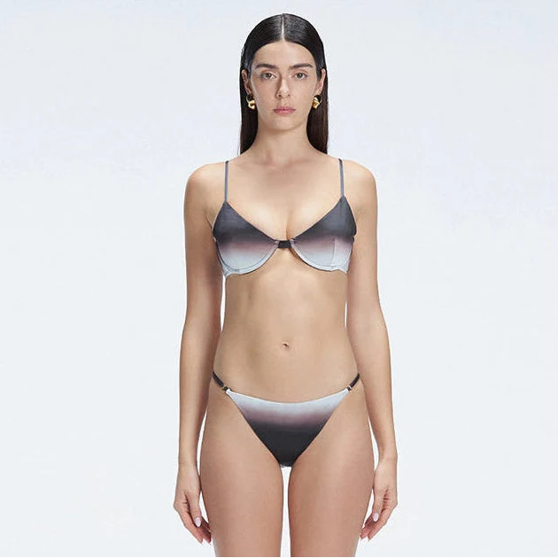 Rory Black Optical Undirwired Mid Coverage Satin Bikini Set | Moeva | Bikini Set | Each week unveils new pieces—luxury swimwear, fluid resort silhouettes, and elevated summer-to-evening essentials designed to carry you from coastal escapes to city nights.