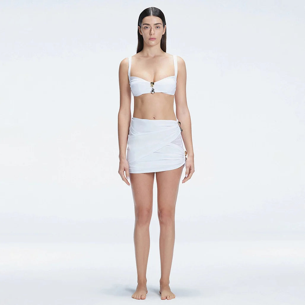 Siena White Mesh Detail Mini Skirt | Moeva | Skirt | Each week unveils new pieces—luxury swimwear, fluid resort silhouettes, and elevated summer-to-evening essentials designed to carry you from coastal escapes to city nights.