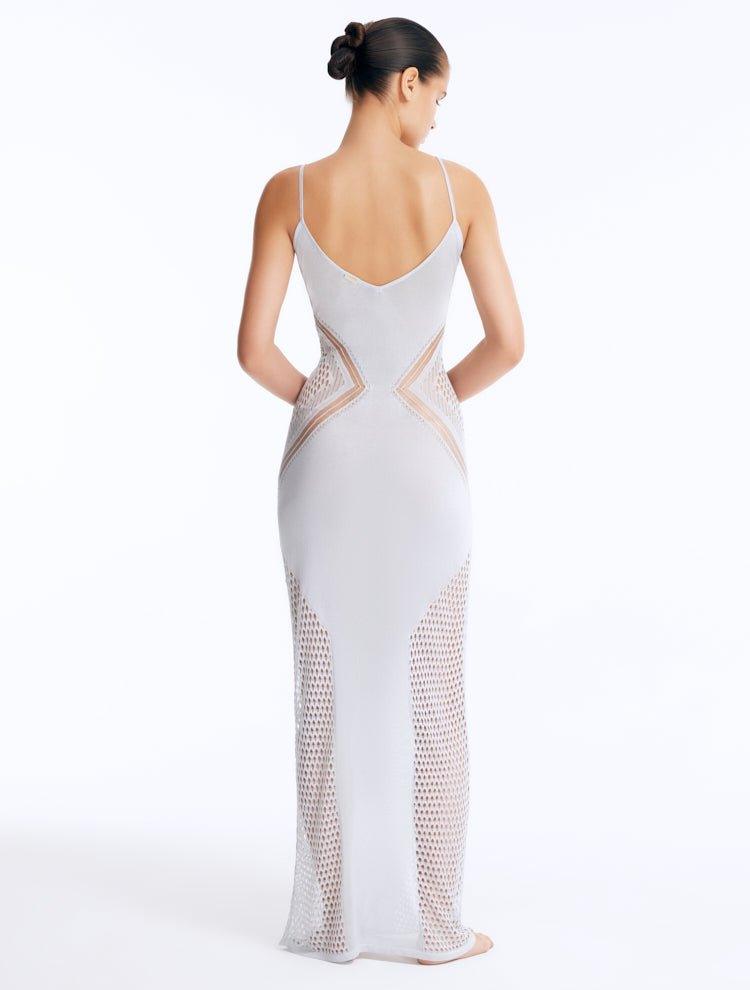 Anastasia Biserova - Azalea Silver Knitted Maxi Dress with Side Mesh Panels | Moeva | Dress | Each week unveils new pieces—luxury swimwear, fluid resort silhouettes, and elevated summer-to-evening essentials designed to carry you from coastal escapes to city nights.
