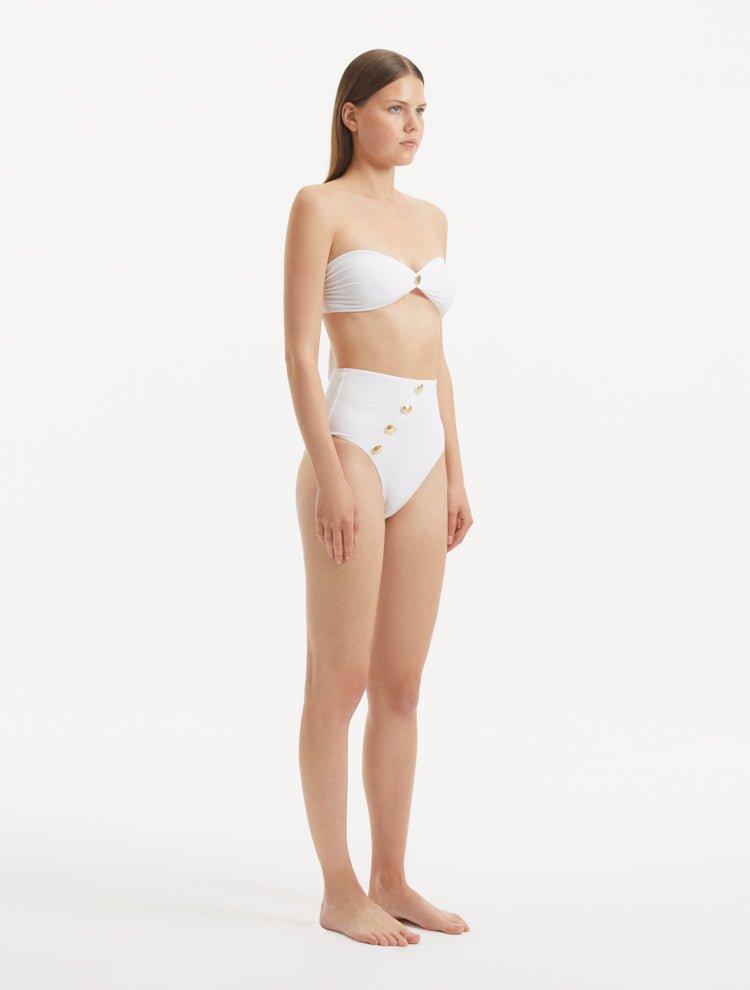 Baia White High Waist Bikini Bottom | Moeva | Bikini Bottom | Each week unveils new pieces—luxury swimwear, fluid resort silhouettes, and elevated summer-to-evening essentials designed to carry you from coastal escapes to city nights.