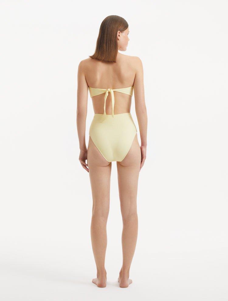 Baia Yellow Bandeau Textured Bikini Top | Moeva | Bikini Top | Each week unveils new pieces—luxury swimwear, fluid resort silhouettes, and elevated summer-to-evening essentials designed to carry you from coastal escapes to city nights.