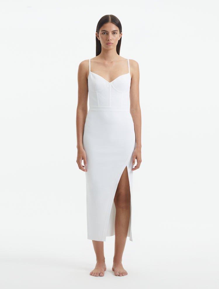 Aslışah Alkoçlar - Beau White Sleeveless Knitted Long Dress with Side Slit | Moeva | Dress | Each week unveils new pieces—luxury swimwear, fluid resort silhouettes, and elevated summer-to-evening essentials designed to carry you from coastal escapes to city nights.