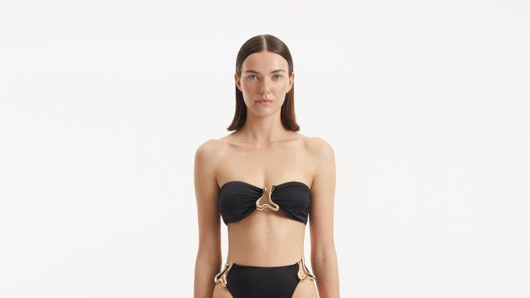 Olivia Ponton - Clyde Black Bandeau High Waist Satin Bikini Set | Moeva | Bikini Sets | Each week unveils new pieces—luxury swimwear, fluid resort silhouettes, and elevated summer-to-evening essentials designed to carry you from coastal escapes to city nights.