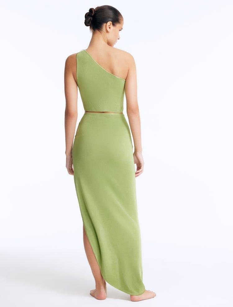 Gamze Erçel - Eila Green One Shoulder Knitted Crop Top - Lyndon Green Knitted Skirt with Side Slit | Moeva | Skirt | Each week unveils new pieces—luxury swimwear, fluid resort silhouettes, and elevated summer-to-evening essentials designed to carry you from coastal escapes to city nights.