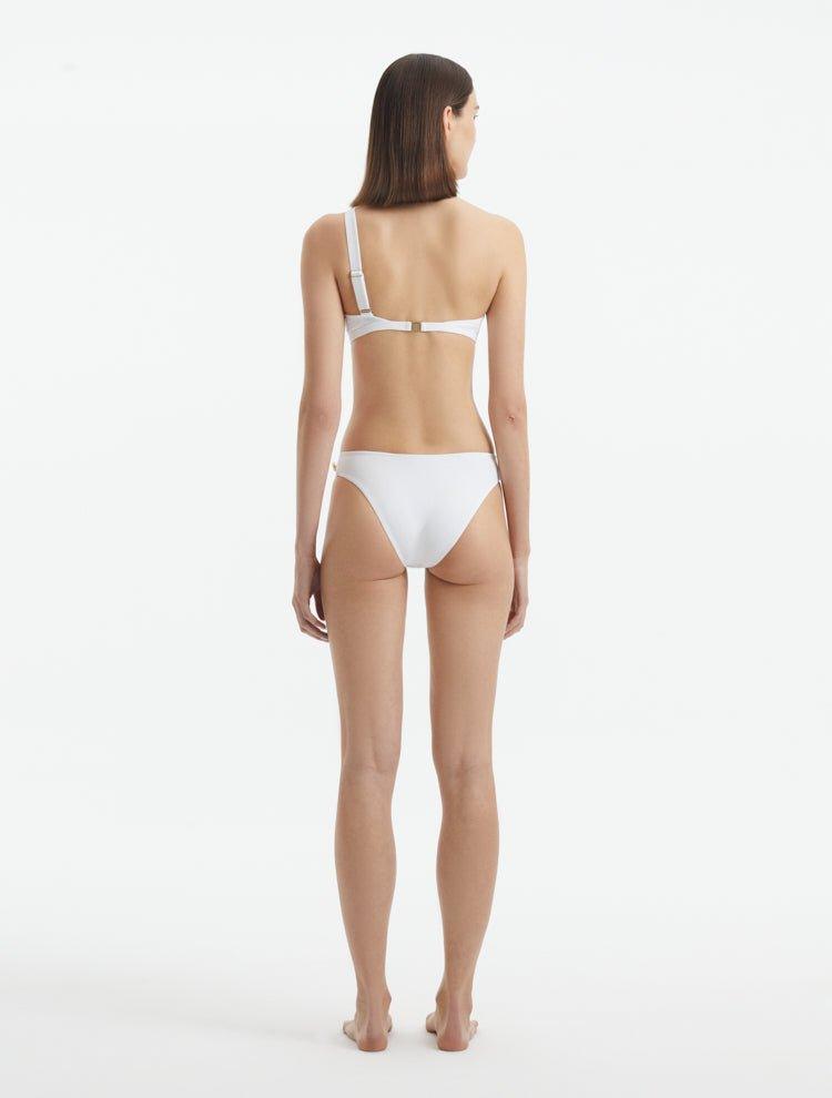 Eyre White Mid Coverage Textured Bikini Bottom | Moeva | Bikini Bottom | Each week unveils new pieces—luxury swimwear, fluid resort silhouettes, and elevated summer-to-evening essentials designed to carry you from coastal escapes to city nights.