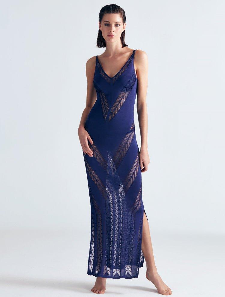 Mimi Navy Blue Knit Sleeveless Maxi Dress | Moeva | Dress | Each week unveils new pieces—luxury swimwear, fluid resort silhouettes, and elevated summer-to-evening essentials designed to carry you from coastal escapes to city nights.