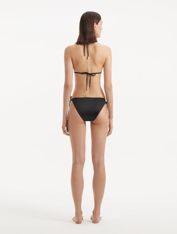 Rhea Black Triangle Satin Bikini Top | Moeva | Bikini Top | Each week unveils new pieces—luxury swimwear, fluid resort silhouettes, and elevated summer-to-evening essentials designed to carry you from coastal escapes to city nights.