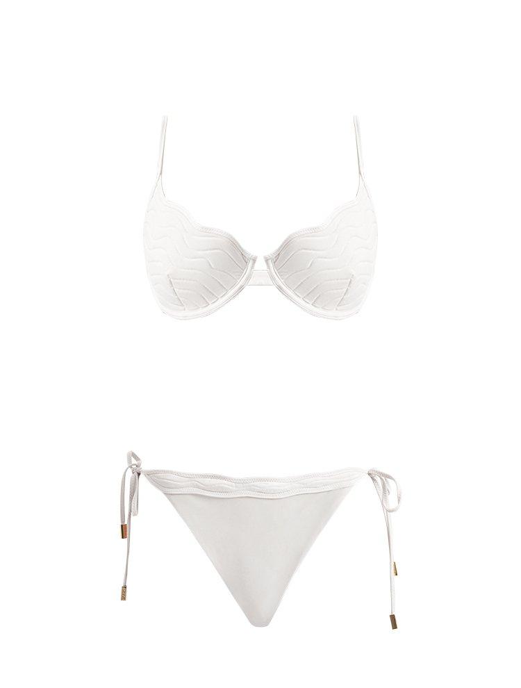 Salila White Underwired Side Tie Wave Textured Bikini Set | Moeva | Bikini Set | Each week unveils new pieces—luxury swimwear, fluid resort silhouettes, and elevated summer-to-evening essentials designed to carry you from coastal escapes to city nights.