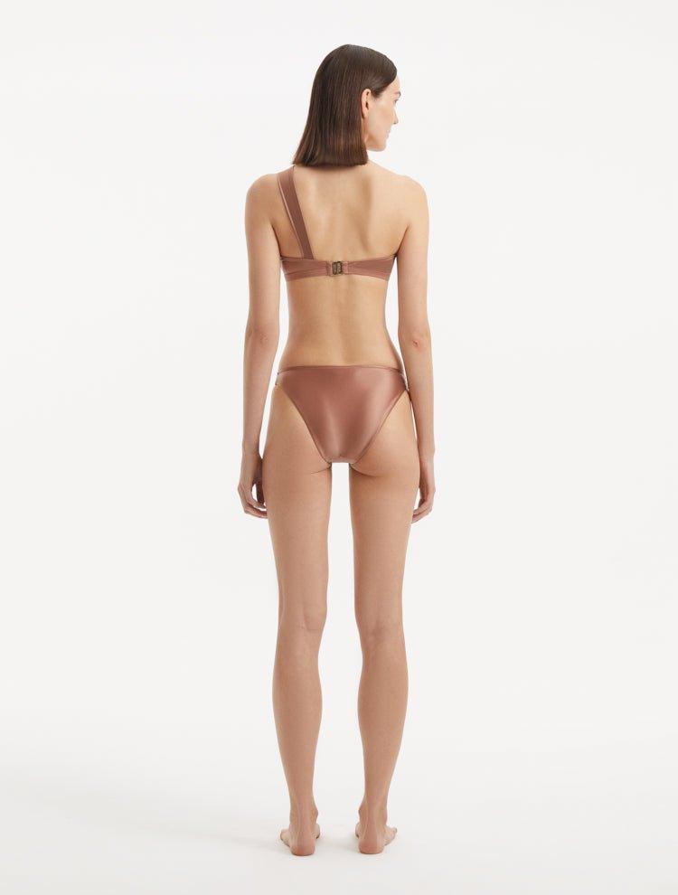 Sereia Brown Mid Coverage Satin Bikini Bottom | Moeva | Bikini Bottom | Each week unveils new pieces—luxury swimwear, fluid resort silhouettes, and elevated summer-to-evening essentials designed to carry you from coastal escapes to city nights.