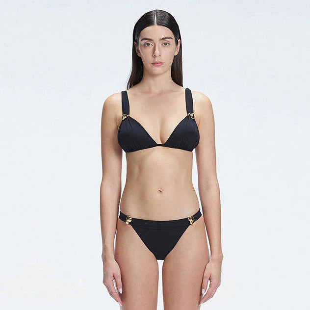 Zella Black Triangle Mid Coverage Solid Bikini Sets | Moeva | Bikini Set | Each week unveils new pieces—luxury swimwear, fluid resort silhouettes, and elevated summer-to-evening essentials designed to carry you from coastal escapes to city nights.