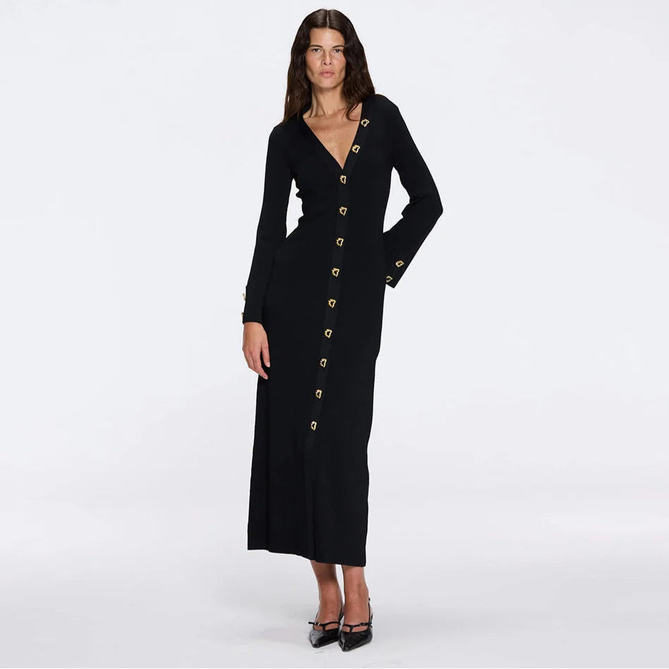 Aslı Şen - Brezia Black Knitted Maxi Dress With Long Sleeve | Moeva | Dress | Each week unveils new pieces—luxury swimwear, fluid resort silhouettes, and elevated summer-to-evening essentials designed to carry you from coastal escapes to city nights.