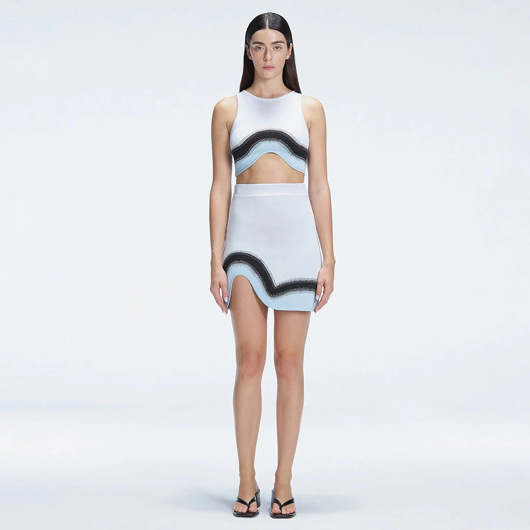 Cecilia White Degraded Knit Crop Top | Moeva | Crop Top | Each week unveils new pieces—luxury swimwear, fluid resort silhouettes, and elevated summer-to-evening essentials designed to carry you from coastal escapes to city nights.