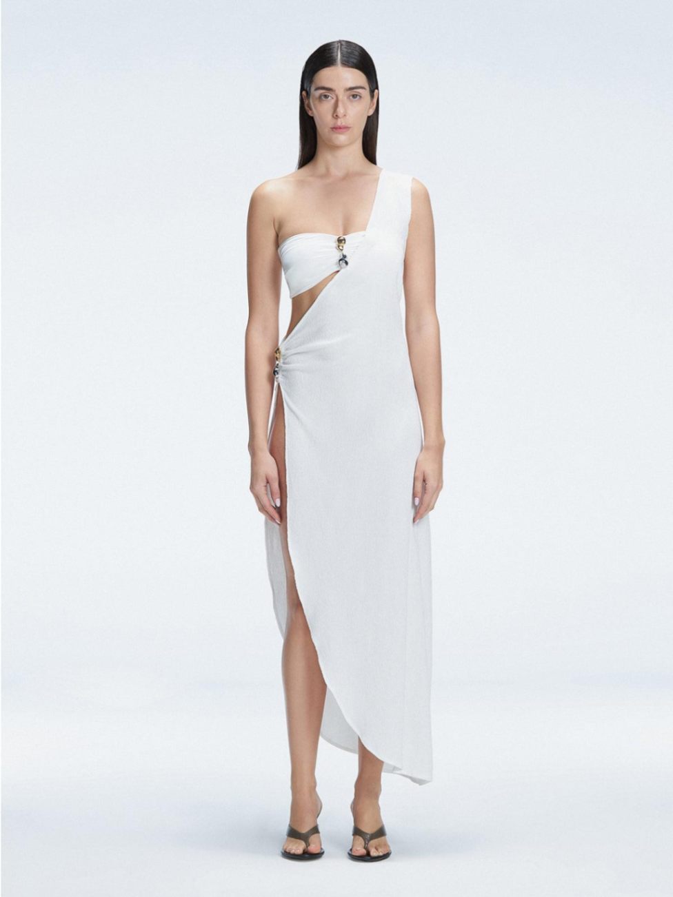Rosa Crespo-Coraline White One Shoulder Asymetrical Maxi Dress | Moeva | Dress | Each week unveils new pieces—luxury swimwear, fluid resort silhouettes, and elevated summer-to-evening essentials designed to carry you from coastal escapes to city nights.