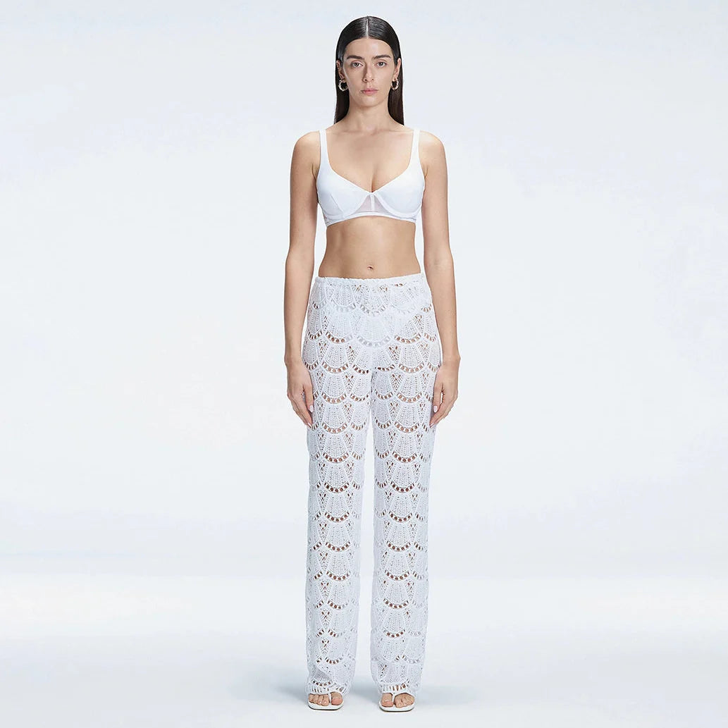 Elysia White Lace Crochet High-Waist Pants | Moeva | Set | Each week unveils new pieces—luxury swimwear, fluid resort silhouettes, and elevated summer-to-evening essentials designed to carry you from coastal escapes to city nights.