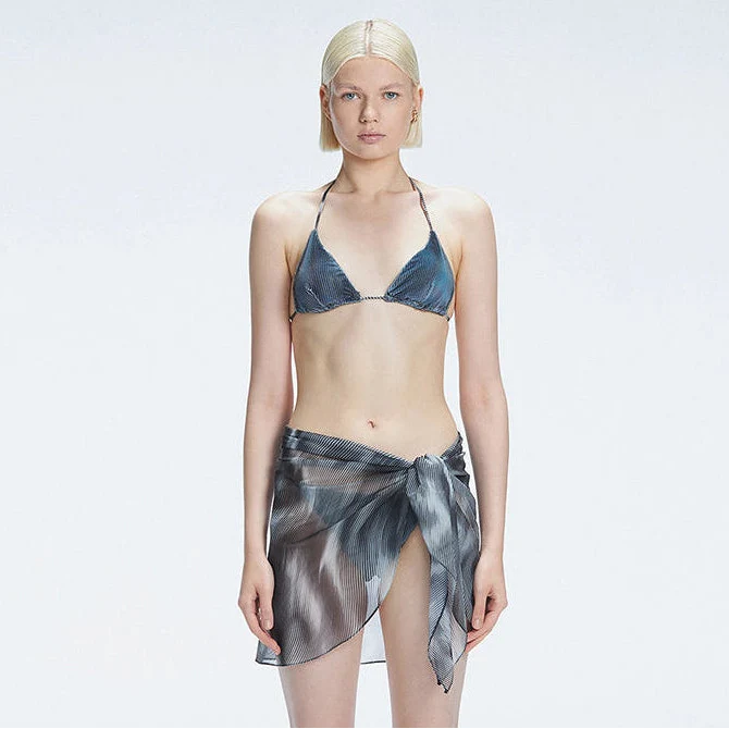 Evita Black Optical Tie Side Sarong | Moeva | Sarong | Each week unveils new pieces—luxury swimwear, fluid resort silhouettes, and elevated summer-to-evening essentials designed to carry you from coastal escapes to city nights.