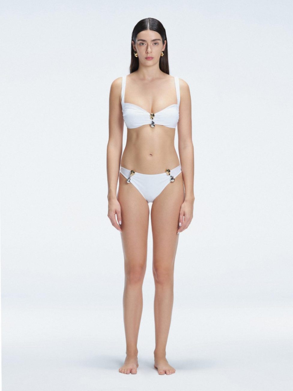 Natalie Lim Suarez - Emilia White Balconette Mid Coverage Solid Bikini Sets | Moeva | Bikini Set | Each week unveils new pieces—luxury swimwear, fluid resort silhouettes, and elevated summer-to-evening essentials designed to carry you from coastal escapes to city nights.
