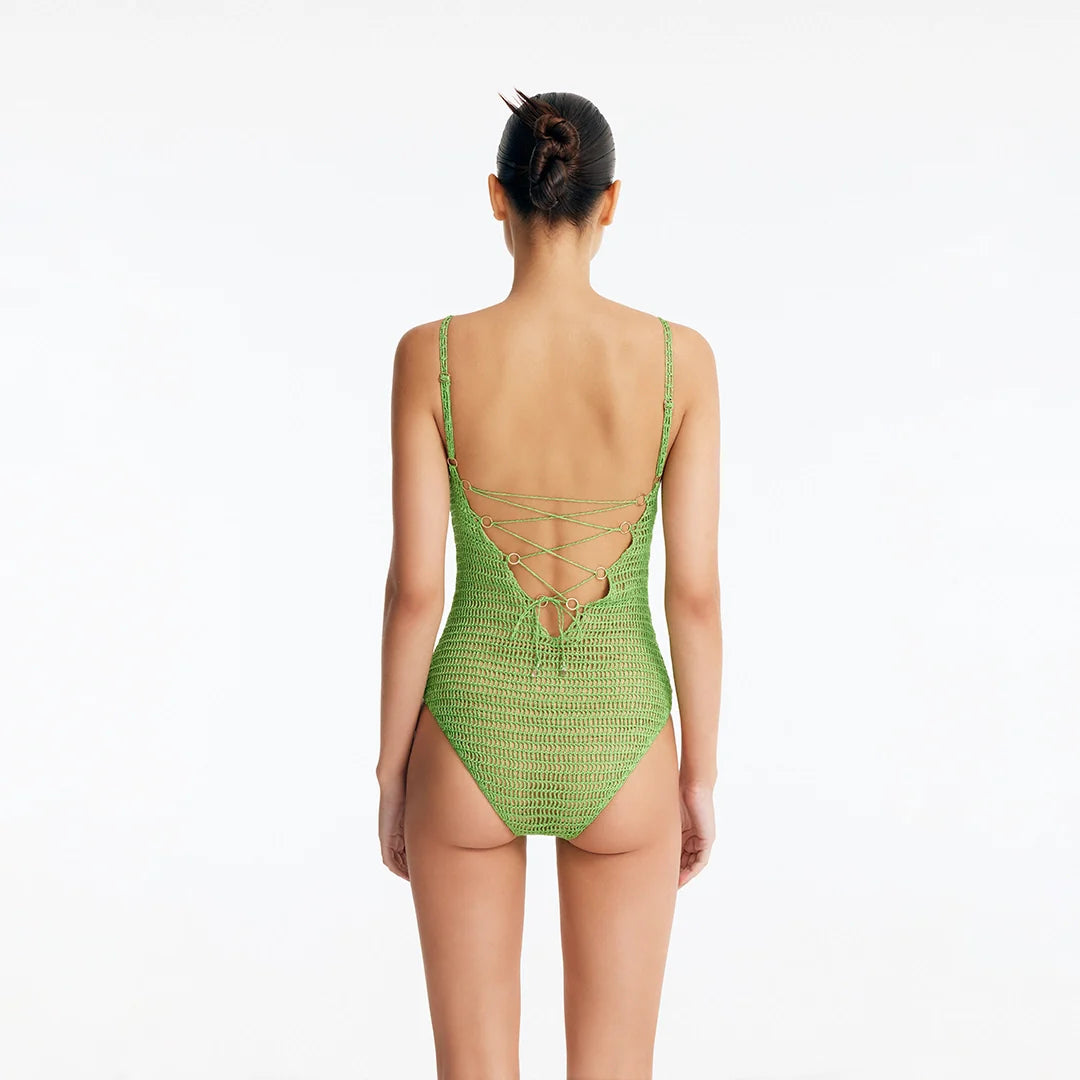 Rue Green Underwired Crochet Swimsuit with Tie-Back | Moeva | Swimsuit | Each week unveils new pieces—luxury swimwear, fluid resort silhouettes, and elevated summer-to-evening essentials designed to carry you from coastal escapes to city nights.